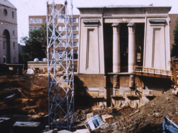 Construction occurring at the Egyptian building